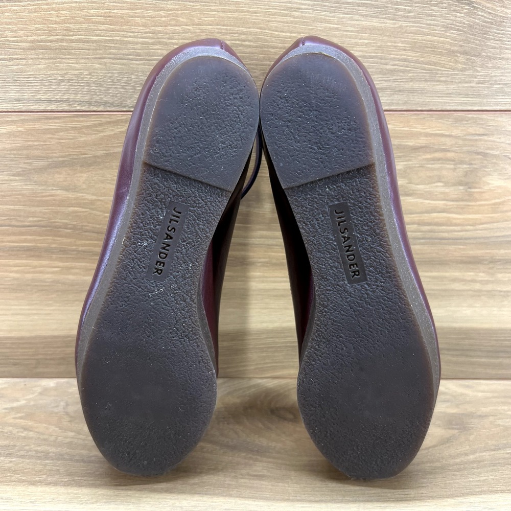Jil Sander Womens Platform Flats 8 8.5 EU 38.5 Burgundy Leather Ankle Strap - Picture 8 of 9